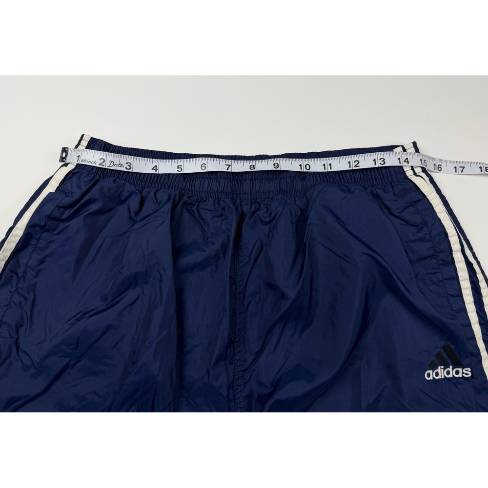 Vintage Y2K Adidas 3 Stripe Windbreaker Track Pants Blue Large with Zip Ankles - Picture 9 of 12